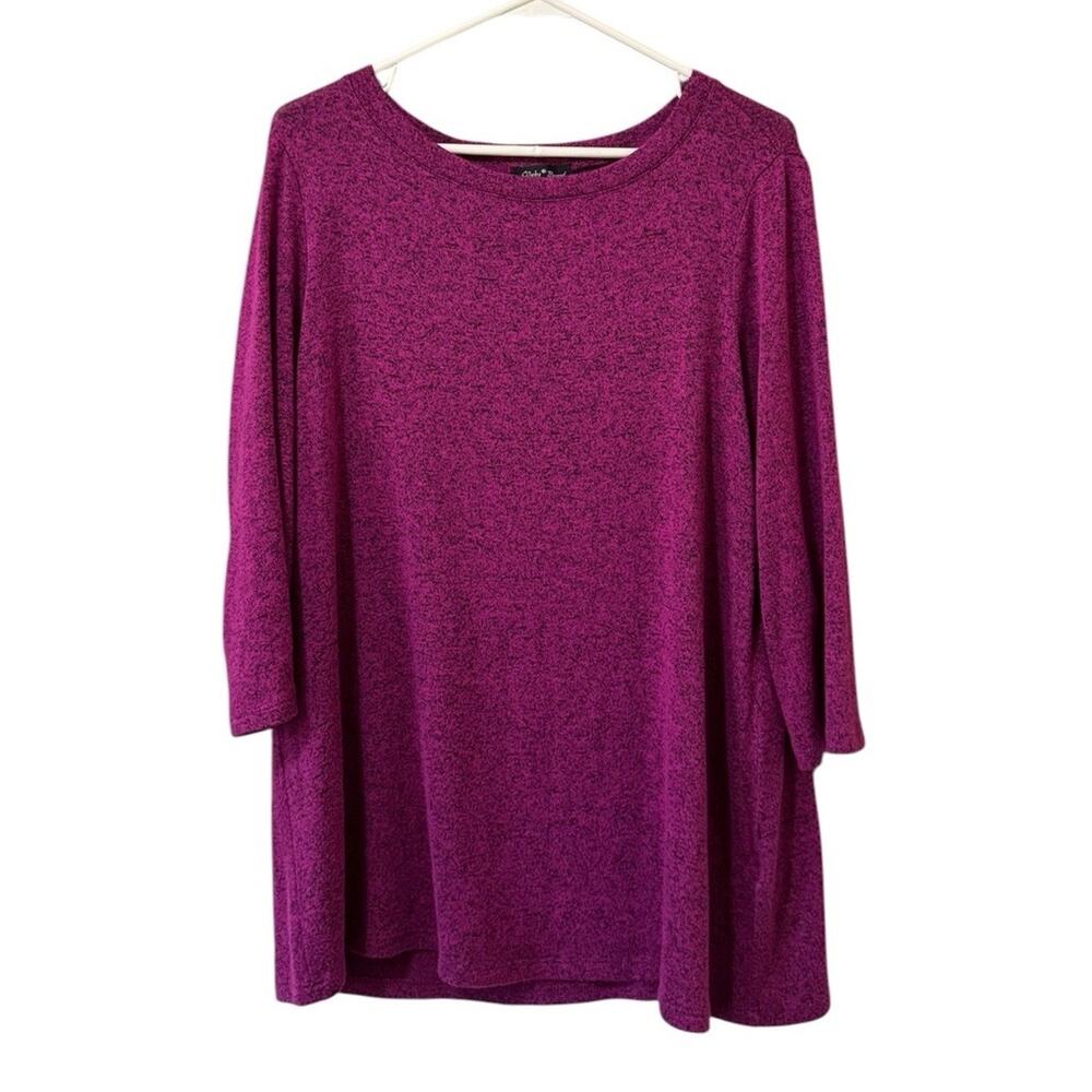 Slinky Brand Women Size XL Lightweight Pullover Sweater Spandex City Art Classic